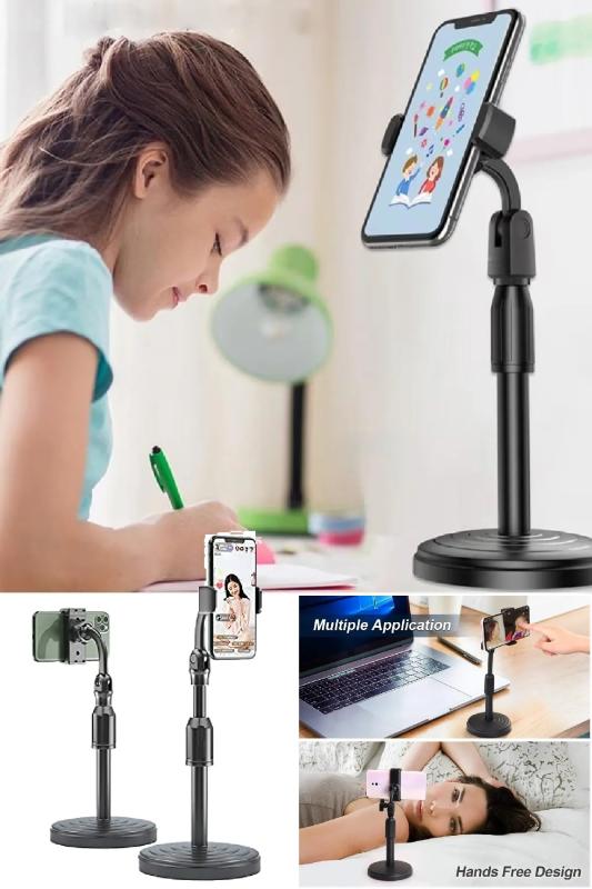 Yükseklik Ayarlı Masaüstü Cep Telefonu Tutucu Tablet Standı Ayarlanabilir Teleskopik Telefon Tutucu